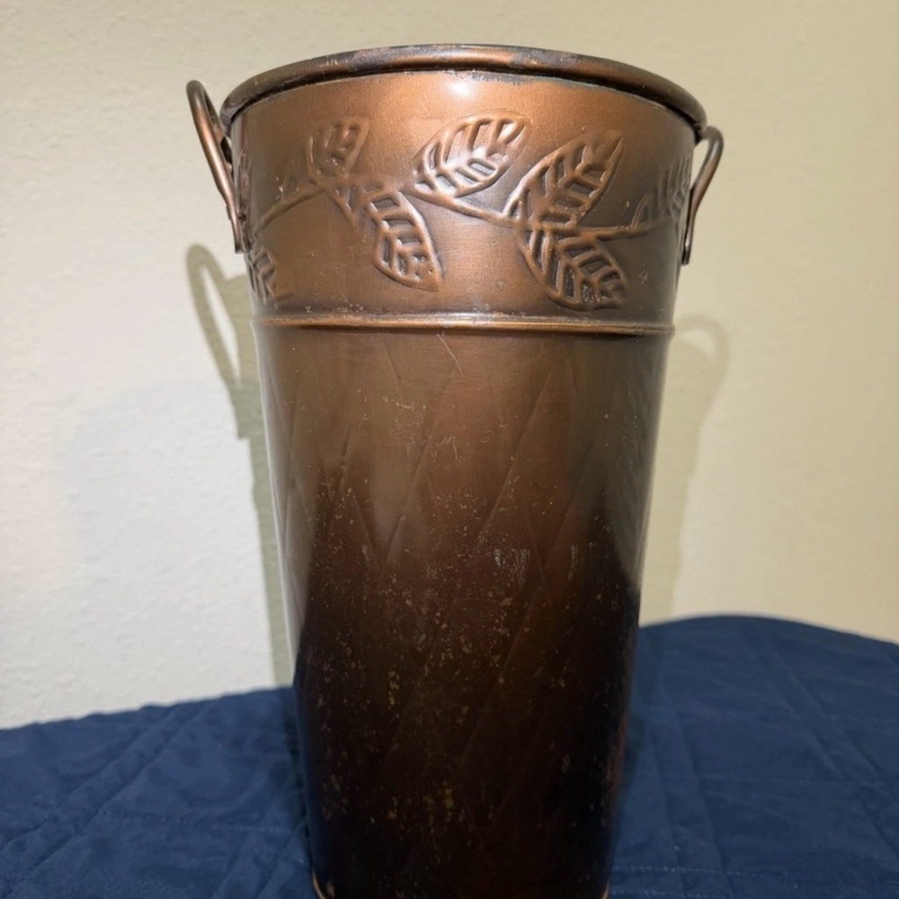 Copper Decorative Bucket – Planter Leaf Embossed – Rustic Style